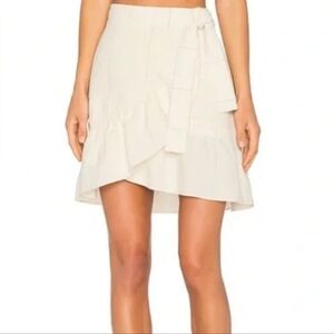A.L.C. Hampton Mini Skirt White Midnight Stripe Linen Ruffle Wrap 0